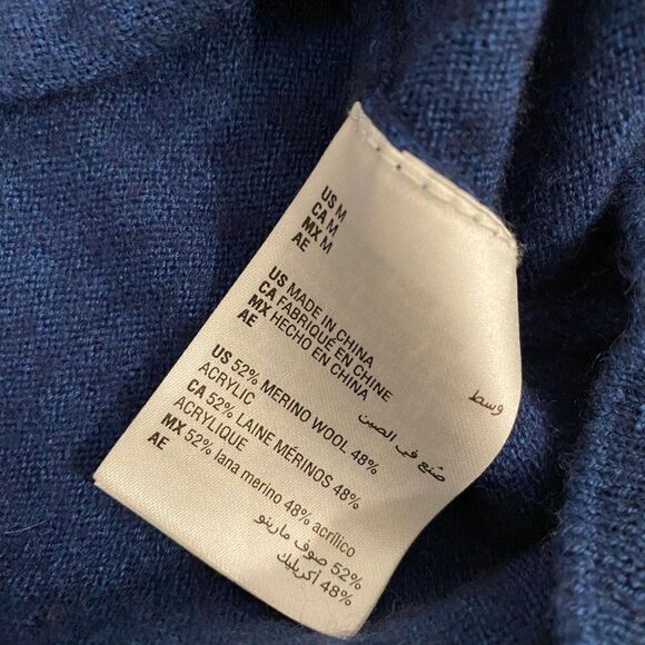 Club Room Men's Size Small Wool Blend V-Neck Royal Blue Pullover Sweater - Picture 5 of 6